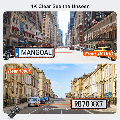 Mangoal Front 4K & Rear 1080P Dash Cam Custom for Grand Cherokee 2022-2026,Grand Cherokee L 2021-2026 (Model D), Laredo Limited Overland Summit Trailhawk, UHD 2160P Video,WiFi & App,128GB Card