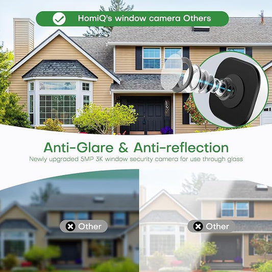 5MP 3K No Drill Window Security Camera, 2.4GHz & 5GHz WiFi Indoor Window Camera Color Night Vision with Anti-Glare, Person and Motion Detector, 24/7 Recording, Easy Install for Apartment,Rental