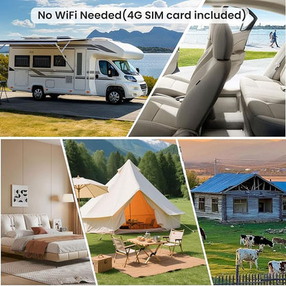 4G LTE Security Camera No WiFi Needed, Cellular Indoor Camera with SIM Card Slot, 2K QHD Wireless Camera, Motion Detection Alerts, Long Battery Life, Portable Camera for Home, Car, Trail Security