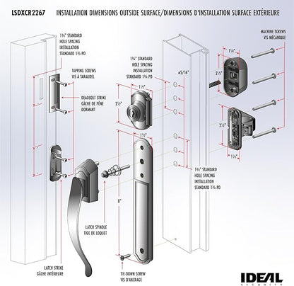 Ideal Security Pull Handle Set with Keyed Deadbolt, Screen Door Handle, Storm Door Handle, Matte Black (4-Piece Set)
