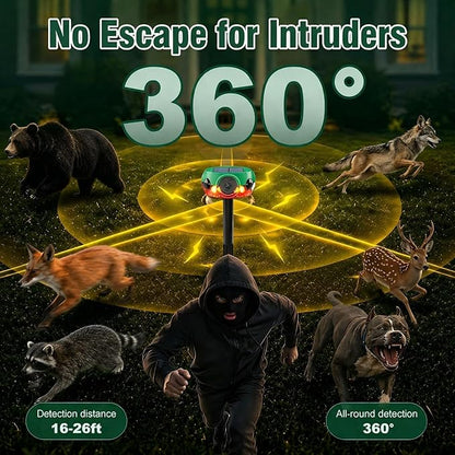 ChunHee Outdoor Motion Sensor Alarm, Barking Dog Alarm with 360° Detection, Supports Voice Recording, Adjustable Volume, 120dB Motion Activated Alarm for Home, Garden, Yard, Farm – 2Pack