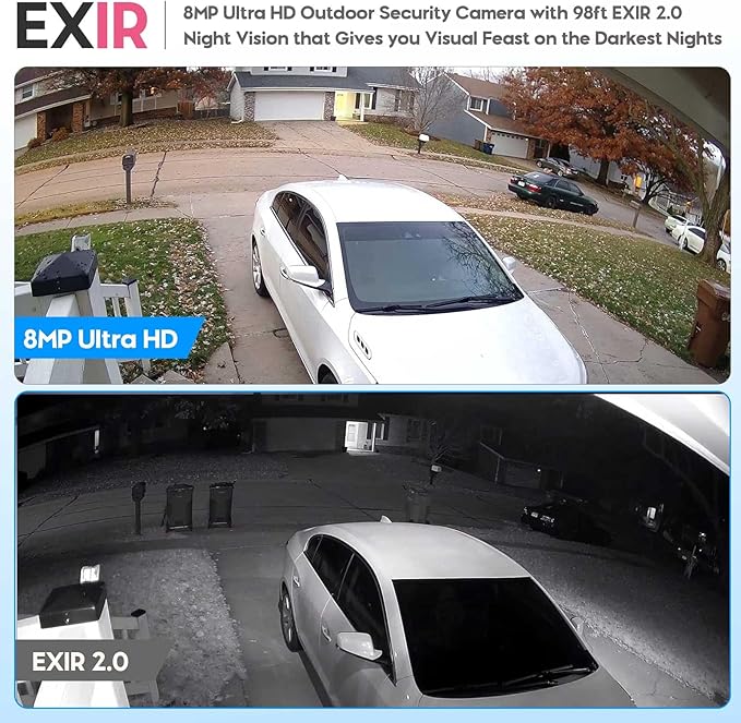 VIKYLIN 4K 8MP IP PoE AI Camera(Black),Security IP Turret Camera with 98ft EXIR2.0 Night Vision,Built-in Mic,Human/Vehicle Detection, 2.8mm Lens,H.265,IP67,NDAA Complaint