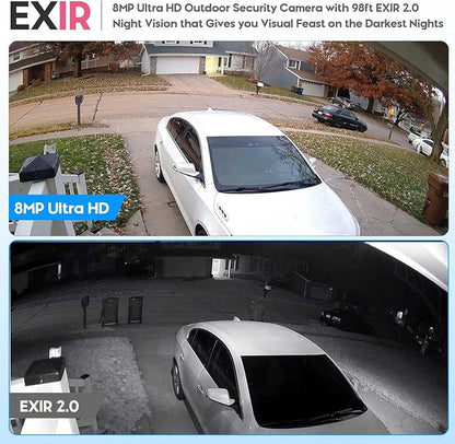 VIKYLIN 4K 8MP IP PoE AI Camera(Black),Security IP Turret Camera with 98ft EXIR2.0 Night Vision,Built-in Mic,Human/Vehicle Detection, 2.8mm Lens,H.265,IP67,NDAA Complaint
