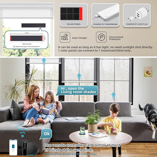 SmartWings Motorized Light Filtering Shades, Work with Matter Homekit Z-Wave Zigbee Alexa Google, 50% Blackout PVC Free Smart Blinds for Windows Cordless Window Shades with Remote Customized, White