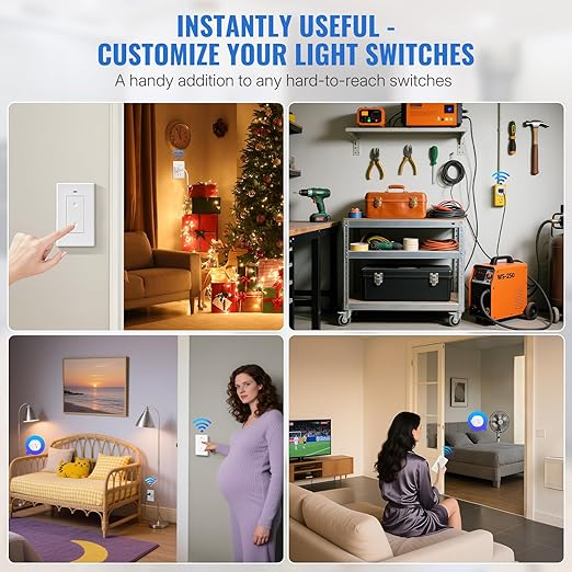 Mini Remote Control Outlet Wireless Light Switch, Programmable and Removable Remote Outlet Switch Kit for Lamps, Fan, Home Appliance, 100ft RF Range, No Wiring, FCC Listed W08RC1106