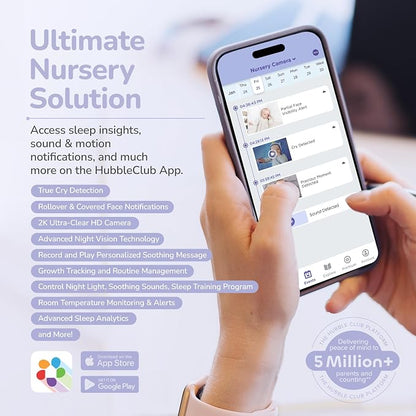 HUBBLE CONNECTED SkyVision AI Pro Baby Monitor Camera, HD 5" Home Display