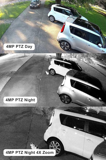 Anpviz 4MP PoE PTZ IP Camera, 4X Optical Zoom, Perimeter Protection, Human Vehicle Detection, 4MP@30fps, Dome Wired Security Camera with Audio, 350° Pan 90° Tilt, Card Slot, WDR, PTZIP204WX4IR-SU