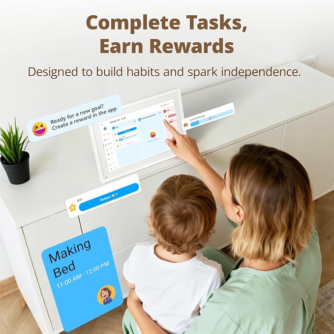 10.1" Digital Calendar Chore Chart – 1080P Full HD Interactive Touchscreen, Smart Family Planner, Hearth Display Digital Wall & Desk Mountable for Seamless Scheduling