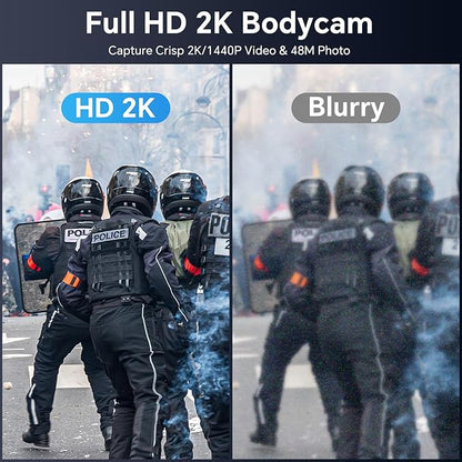 BOBLOV M5 2K Police Body Worn Camera, GPS Enabled &1440P Body Mounted Cam, 128G Body Cam Built-in 4200MAH Battery,12Hrs Record, IP67 Waterproof, Night Vision Law Enforcement with Car Suction Mount