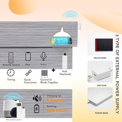 Persilux No Drill No Tools Smart Zebra Blinds, Dual Layer Privacy for Day and Night, Automatic Zebra Drilless Blackout Shades for Windows, Thermal Insulated,Custom Sizes,Bella Light Gray, RS20288-7
