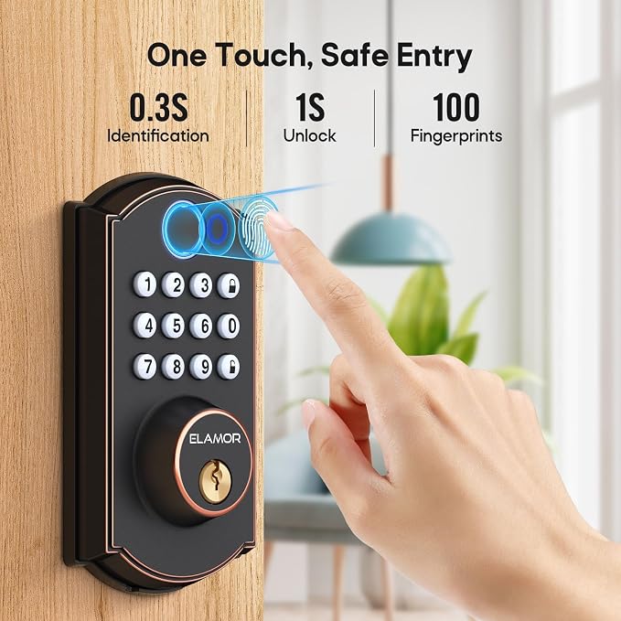 M19 Fingerprint Door Lock, Smart Keyless Entry Deadbolt for Front Door ORB