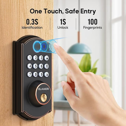 M19 Fingerprint Door Lock, Smart Keyless Entry Deadbolt for Front Door ORB