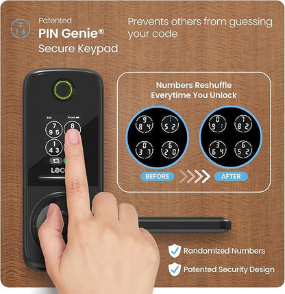 Lockly Secure Pro Smart Lock with Built-in Wi-Fi, Fingerprint Door Lock, Keyless Entry Digital Door Lock with PIN Genie Keypad (Matte Black)