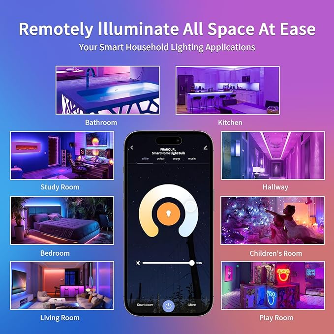 Smart Light Bulbs Work with Alexa Google Assistant, 1600LM Ultra Bright Smart Bulb, 13W 150W Equivalent RGBCW Color Changing Light Bulbs 2P, Bluetooth 2.4GHz Wi-Fi A21 E26 App LED Light Bulb