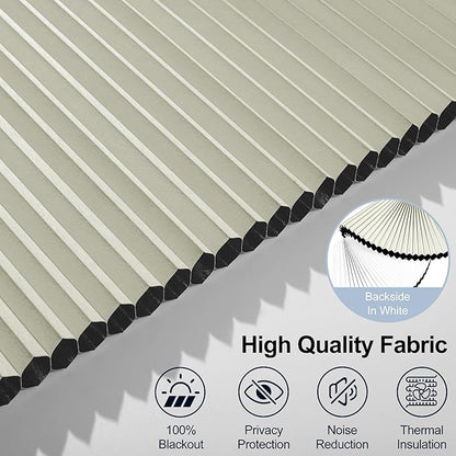 BERISSA Motorized Cellular Shades, Blackout Smart Honeycomb Blinds with Remote Control & Hub, Custom Room Darkening Automatic Cellular Window Blinds for Home Office, Living Room, Door,Beige