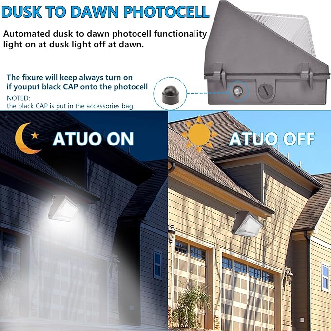 1-10V Dimmable 100W LED Wall Pack Light with Dusk to Dawn Photocell, 100-277V 14000LM 600-800W HPS/HID Equiv., 5000K Outdoor Security Lighting, ETL Commercial Wall Mount Lights for Building