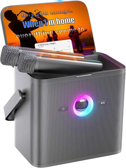 Ikarao Karaoke Machine for Adults, with Lyrics Display and Screen, Karaoke System for YouTube, 2 Wireless Microphones, Autotune & Echo, KaraFun Prime, Portable Karaoke Speaker for Home Outdoor Party