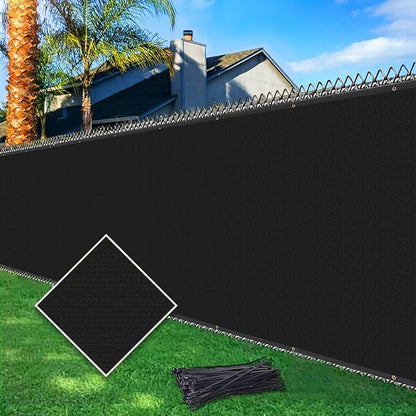 6ftx50ft Fence Privacy Screen Heavy Duty 170 GSM Windscreen & Dustproof Fabric Privacy Screen Covering Mesh Fencing for Outdoor Patio, Balcony, Pool Deck, Black