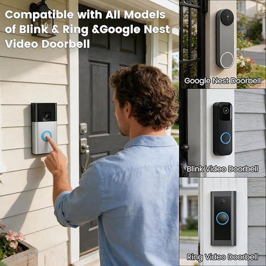 WiFi Doorbell Chime Extender for Ring, Blink & Nest - Indoor Plug & Play, 58 Ringtones, 5 Volume Levels, LED Flash Alert, Unlimited Expandable for Bedroom, Garage, Basement, Alexa Compatible