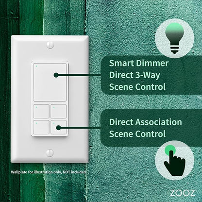 Zooz 800 Series Z-Wave Long Range Dimmer & Scene Controller ZEN35 800LR, White | Z-Wave Hub Required