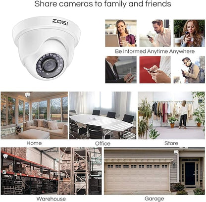 ZOSI 4 Pack 2.0MP HD 1080P Security Cameras Kit TVI/CVI/AHD CCTV Dome Home Cameras for 720P / 1080N / 1080P/5MP/4K HD-TVI AHD CVI Analog DVR Systems (White) (Renewed)