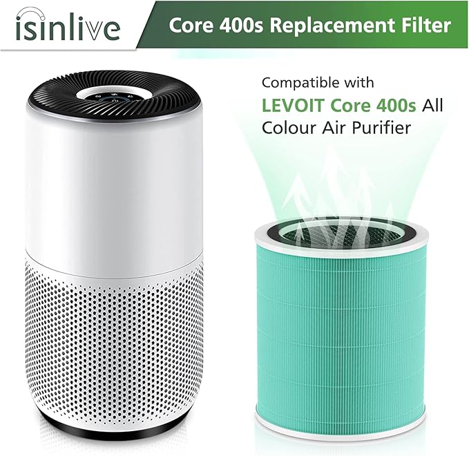 Core 400S Toxin Absorber Replacement Filter for LEVOIT Core 400S Smart WiFi Air Purifie-r, 3-in-1 Activated Carbon Filter, Core 400S-RF-TX (LRF-C401-GUS), Green, 2 Pack