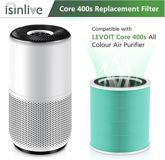 Core 400S Toxin Absorber Replacement Filter for LEVOIT Core 400S Smart WiFi Air Purifie-r, 3-in-1 Activated Carbon Filter, Core 400S-RF-TX (LRF-C401-GUS), Green, 2 Pack