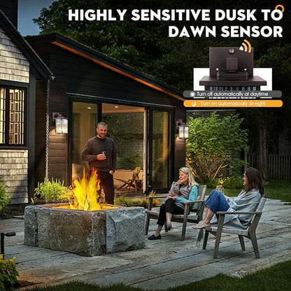 2 Pack Dusk to Dawn Outdoor Lighting, Waterproof Outdoor Porch Light with Tempered Glass, Outdoor Light Fixture for House Exterior Front Door Garage Patio(Oil-Rubbed Bronze)