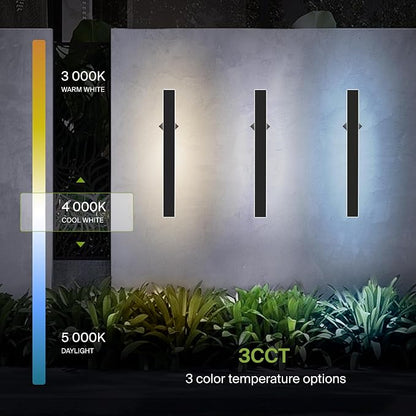 ASD LED 36" Long Wall Mount Light Fixture, Outdoor & Indoor Linear Sconce | 3CCT, Dimmable, Waterproof, Anti-Rust, ETL Listed | 30W 1900LM 3000-5000K 100-277V | Exterior Porch Lighting | Black