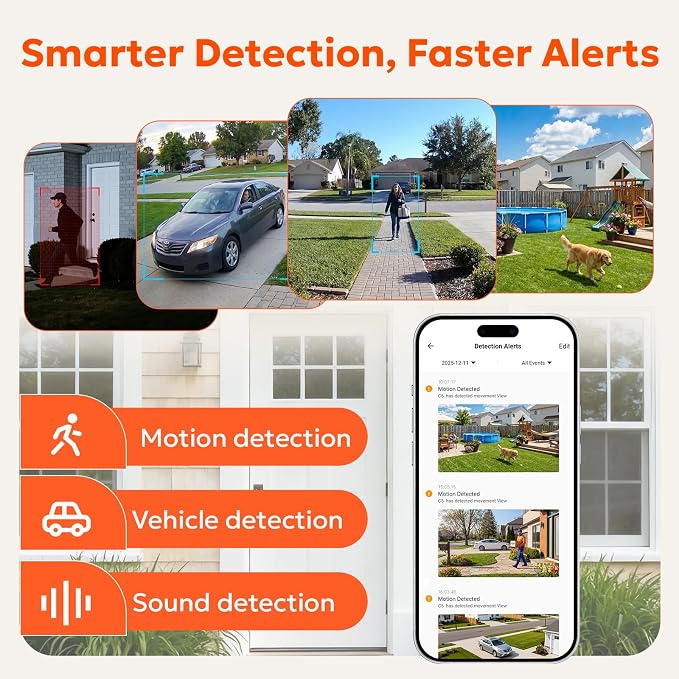 owltron 2K Window Camera, 5G & 2.4GHz WiFi Indoor Cameras for Home Security with Al Color Night Vision, Human/Motion Detection, Real-Time Alerts, Anti-Glare, Easy & Quick Install, 24/7 Recording