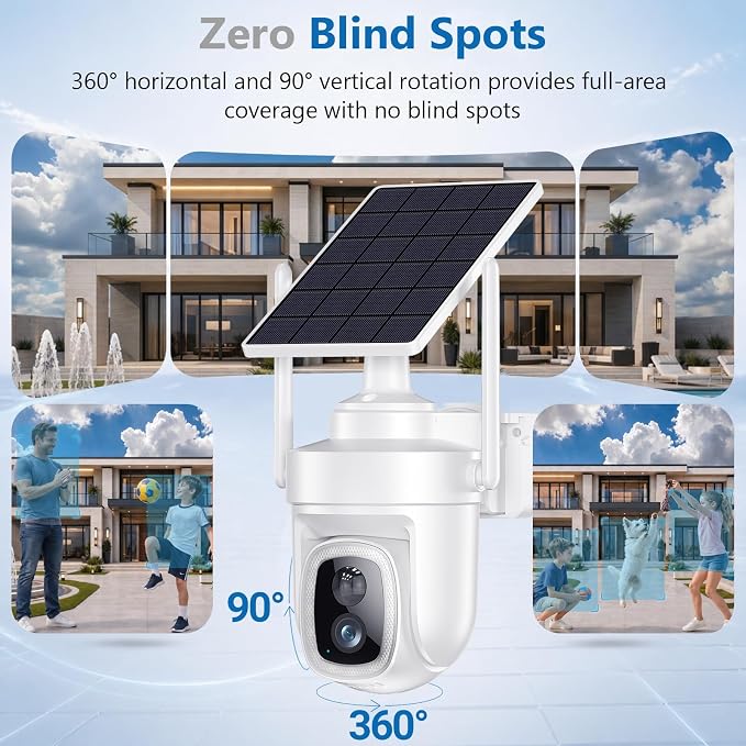 4K Solar Security Camera Wireless Outdoor with Local Storage Base