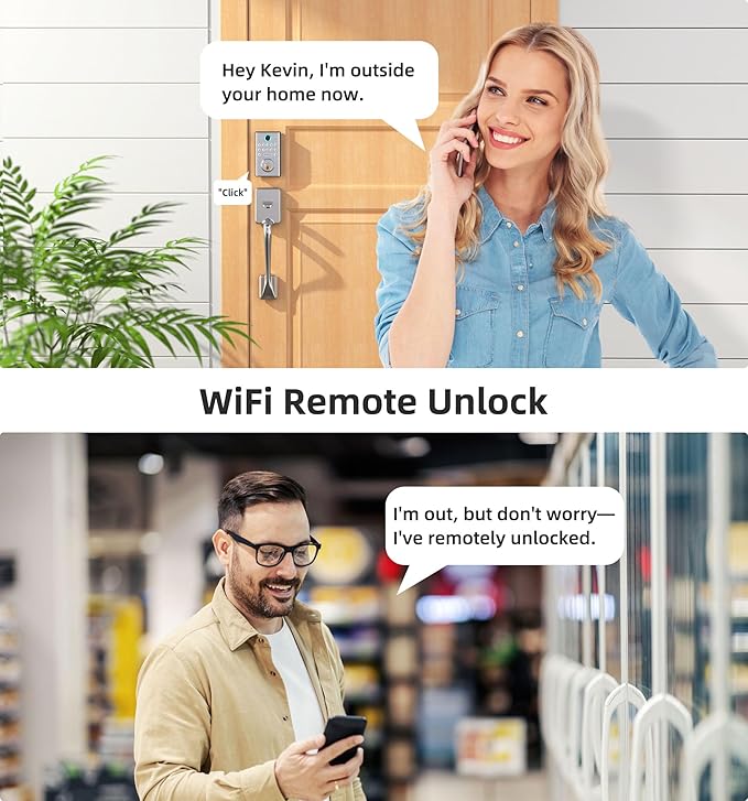 WiFi Smart Door Lock Set: HEANTLE Keyless Entry Deadbolt with Handle Fingerprint Deadbolt Electronic Digital Keypad Door Lock Alexa App Remote Control