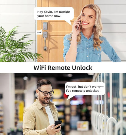 WiFi Smart Door Lock Set: HEANTLE Keyless Entry Deadbolt with Handle Fingerprint Deadbolt Electronic Digital Keypad Door Lock Alexa App Remote Control