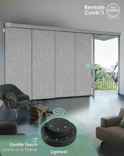 Yoolax Custom XL Smart Sliding Door Blinds, Motorized Sliding Panel Blinds Compatible with Alexa, Blackout Vertical Blinds for Glass Doors, Patio Doors, Closet Doors, Fabric-Smoky Grey