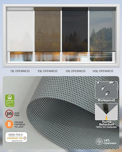Yoolax Motorized Solar Shades Light Filtering Motorized Blinds with Remote Smart Blinds Compatible with Alexa, Google, Flame Retardant Roller Shades for Windows, Customized (14% Openness Cloud Gray)