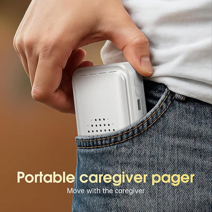 Wireless Motion Sensor Bed Alarm for Elderly - Fall Prevention System for Dementia Patients & Seniors - Caregiver Pager with 5 Volume Levels for Home Safety (1 Caregiver Pager+2 Sensor)