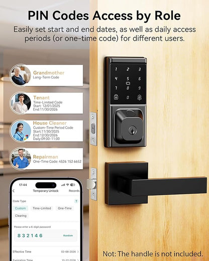Smart Deadbolt Lock, Keyless Entry Door Lock, Fingerprint, Electronic Touchscreen Keypad, APP Control, Temporary Passcode, Auto Lock, IP54 Waterproof, Easy Install for Front Door