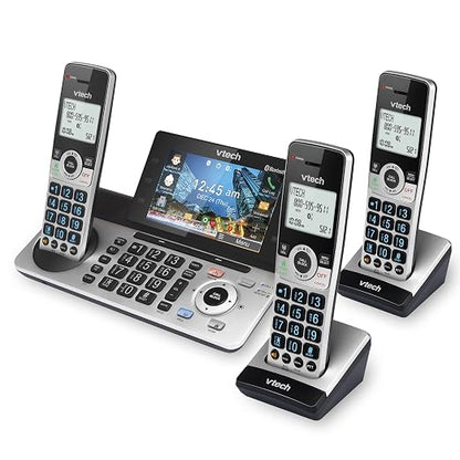 VTech IS8251-3 Business Grade 3-Handset Expandable Cordless Phone for Home Office, 5" Color Display, Programmable Short Cut Keys, Smart Call Blocking, Answering System,Bluetooth Connect to Cell