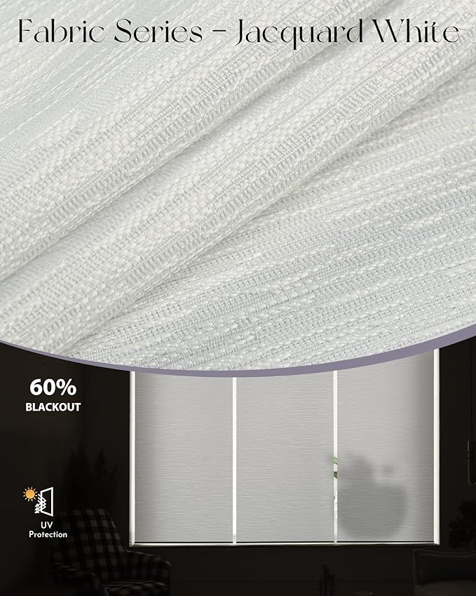 Graywind Motorized Light Filtering Shades Compatible with Alexa Google Hardwired WiFi Smart Half Shading Remote Control Automated Blinds Electric Window Shades, Custom Size (Jacquard White)