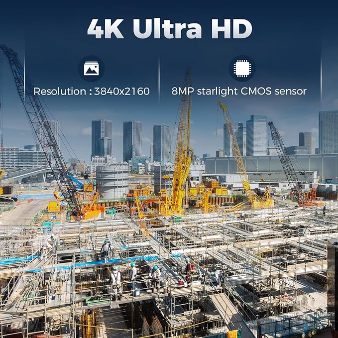 ATLI ATL4500 4K Time Lapse Camera Outdoor Construction Jobsite 8MP Starlight Sensor UHD Resolution Dual Band Wi-Fi App Control Remote Access IP67 Weatherproof Pre-Installed 512GB Memory Card