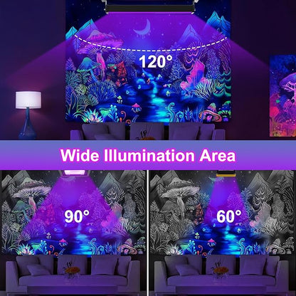 T-SUN 40W LED Black Light Bar, Blacklight Bars with Plug and Switch Light Up 22x22ft Area Strip Lights for Glow Party Body Paint Fluorescent Poster Halloween Bedroom Classroom Stage Lighting 2 Pack