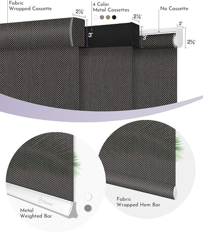 Graywind Motorized Solar Shades Light Filtering Mesh Shade Compatible with Alexa Google Remote Control Window Blinds with Valance for Smart Home Office Business, Custom Size (5% Openness Rock Black)