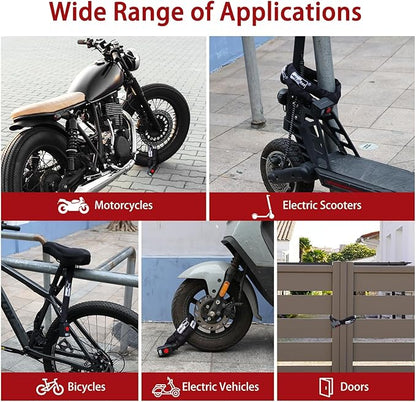 BANGTING 4FT Smart Alarm Bike Lock - 110dB Remote-Controlled Siren & 8mm Anti-Theft Chain with Key for Bicycle, E-Bike, Scooter, Motorcycle (Black)