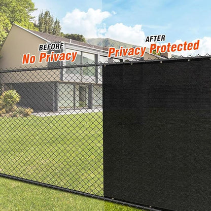 iCover 6x50ft Privacy Screen Fence, Outdoor Fencing Panels, Garden Windscreen Mesh Shade Sail Net Barrier, Include Reinforced Bindings and Brass Grommets Cable Zip Ties, Black
