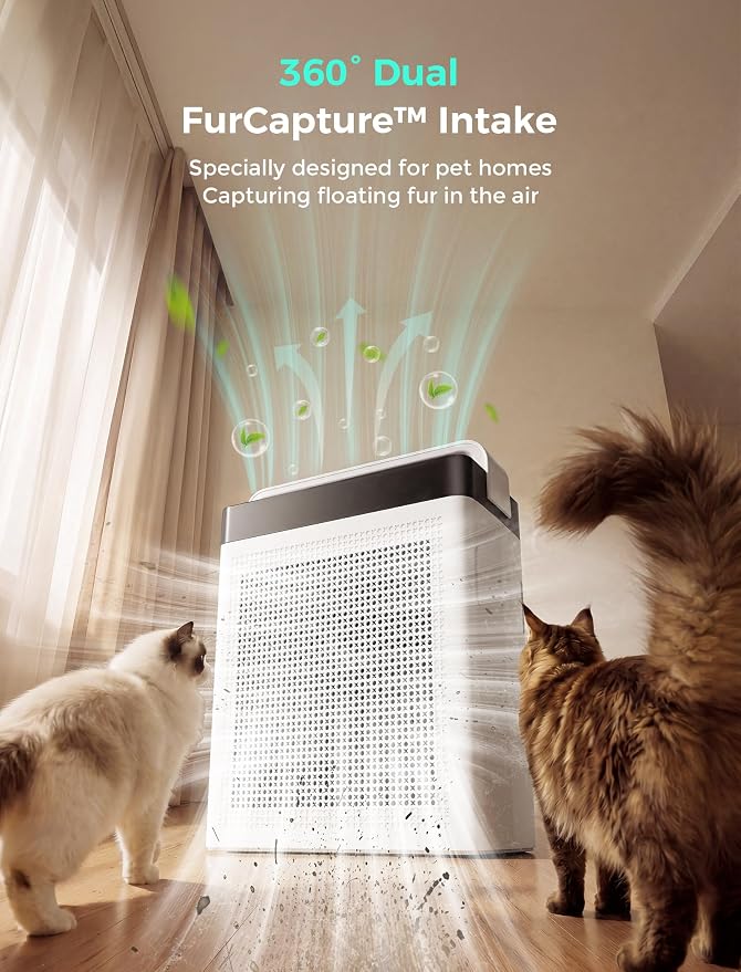 Pet Air Purifier for Home Dual-Sided Intake, High-Activated Carbon