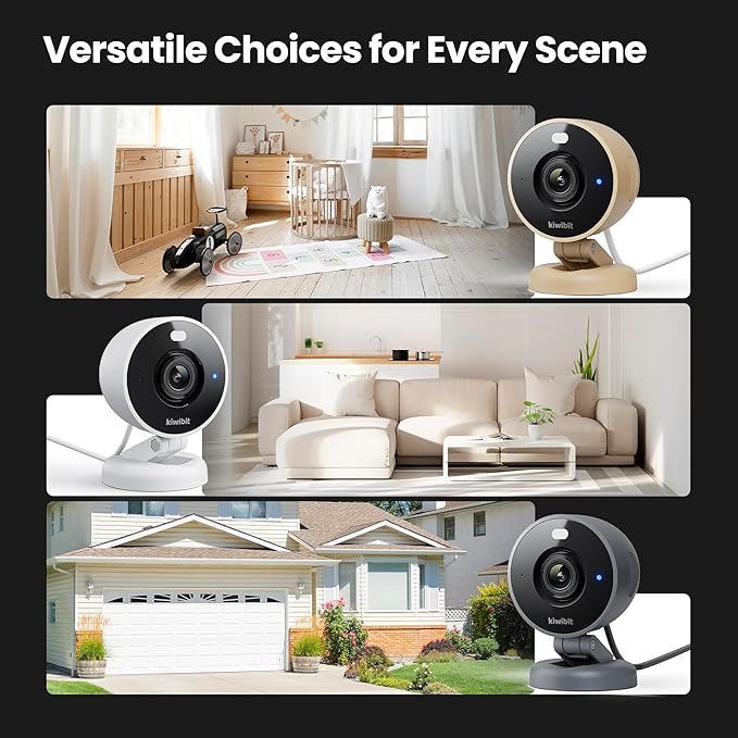 Kiwibit 2K Security Camera Indoor/Outdoor, Magnetic Wired Cameras for Home Security, Pet Camera, Baby Monitor, AI Detection, Color Night Vision, 2.4GHz WiFi, SD & Cloud Storage, Works with Alexa