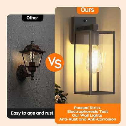 WIHTU 13in Dusk to Dawn Outdoor Lighting Fixtures, Exterior Front Porch Light, Black Sensor Wall Sconce Lamp, Waterproof Wall Lantern, Anti Rust Outside Coach Lights for House, Doorway, Garage