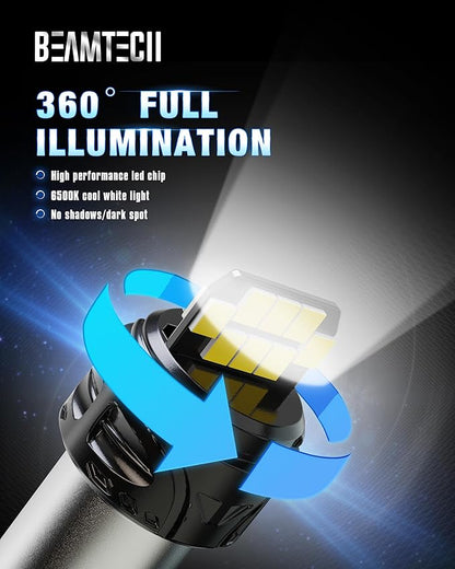 BEAMTECH 1157 LED Bulbs for Brake Tail Lights, 6500K Cool White Super Bright, 2057 2357 7528 BAY15D for Parking Backup Reverse Lights, Front Rear Side Marker Lights, Pack of 2