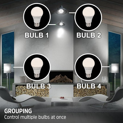 XTREME 4 Pack Smart Wi-Fi Dimmable White + Multi Color LED Light Bulb, A19, E26, 9 Watt, Mobile App Control