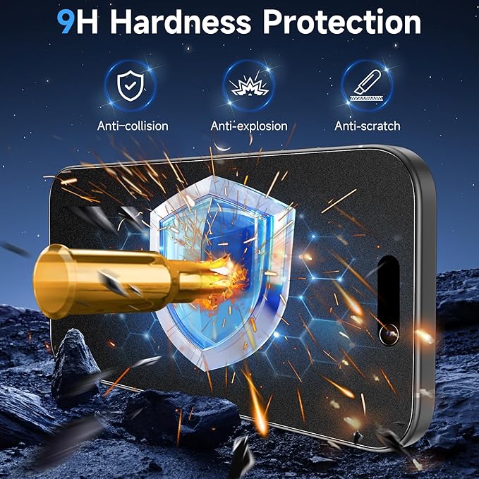 YWXTW 2 Pack Matte Privacy Screen Protector for iPhone 16 Pro, 28° Anti-Spy iPhone 16 Pro Privacy Screen Protector Anti-Glare & Anti-Fingerprint Case Friendly Tempered Glass Film, Bubble Free